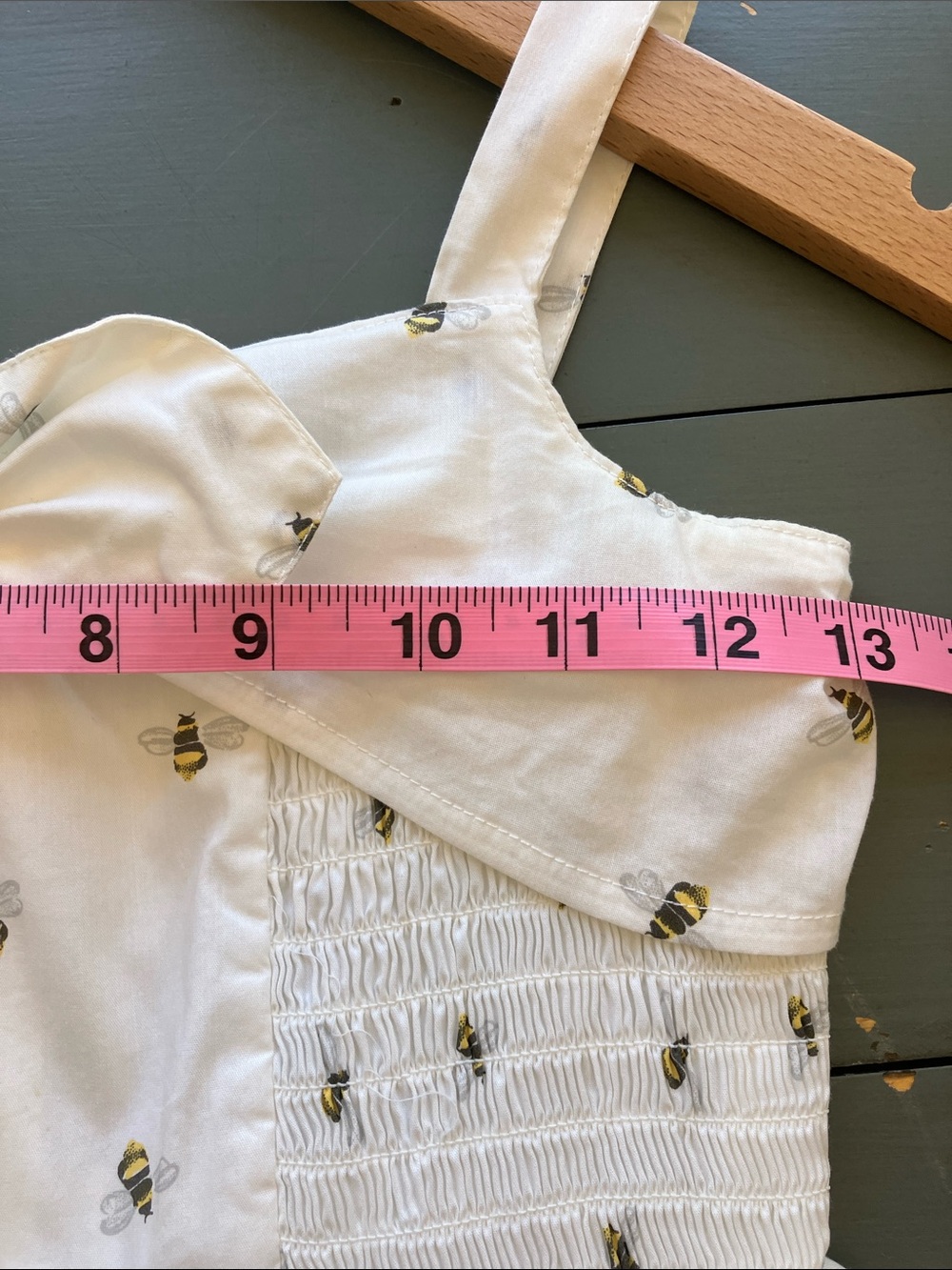 AMERICAN GIRL Cream Sundress Yellow Bee Print Front Bow Adjustable Straps Size 7 - Picture 6 of 11